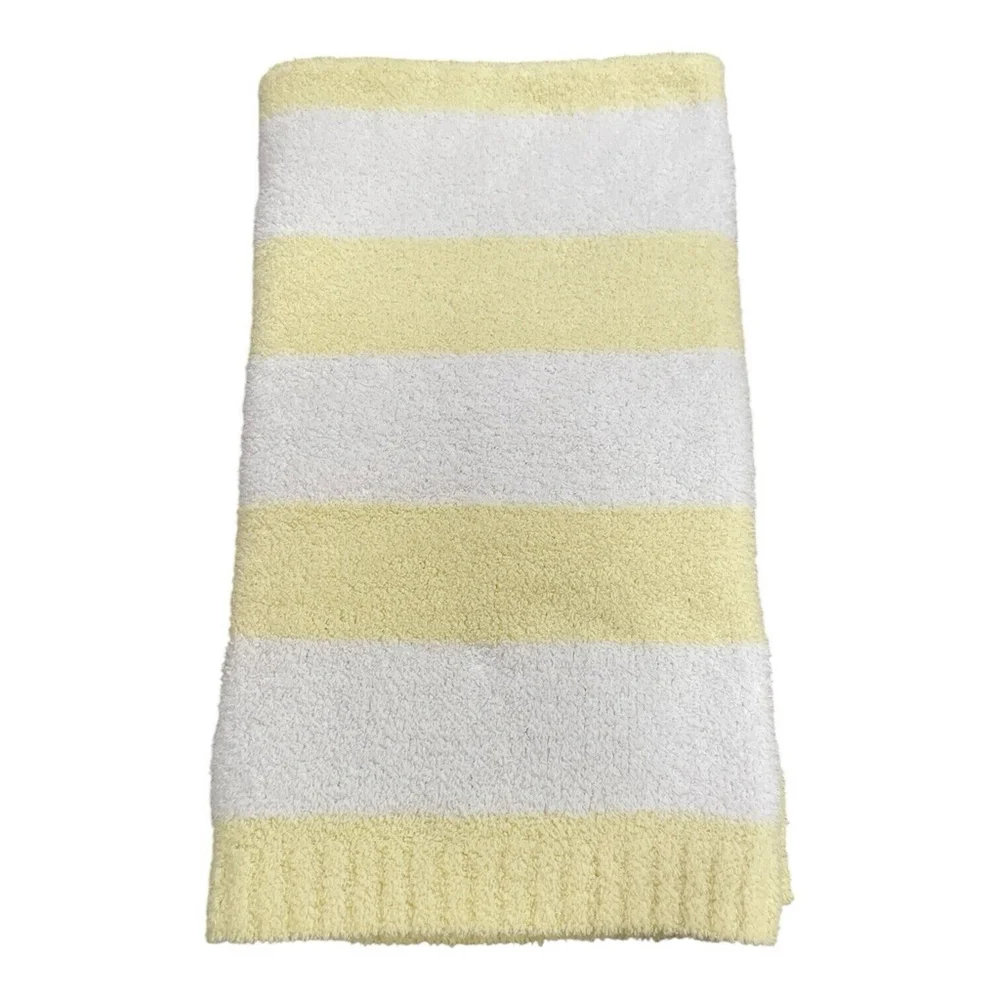 Cloud Island Chenille Stripe Baby Blanket Yellow White Stripe 30x40 in Soft Cozy